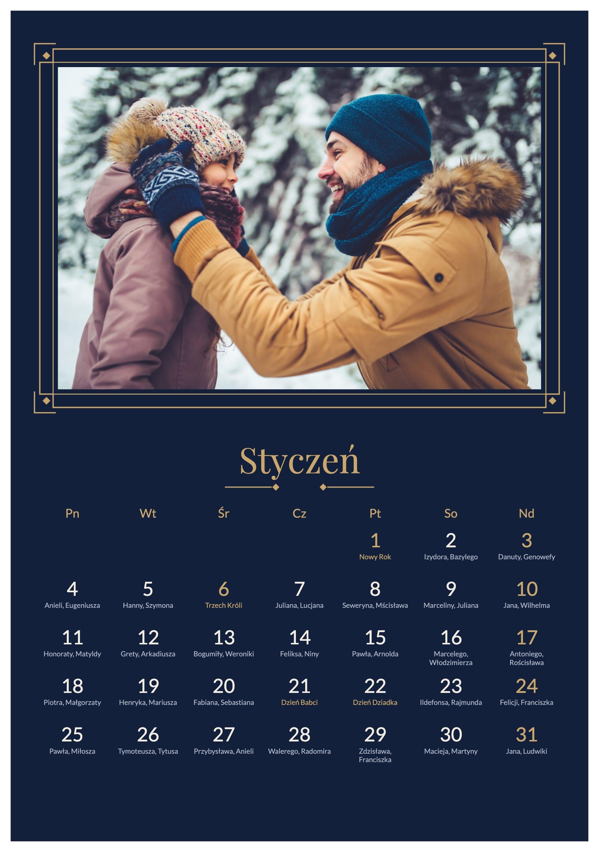 Photo calendar Navy and Gold