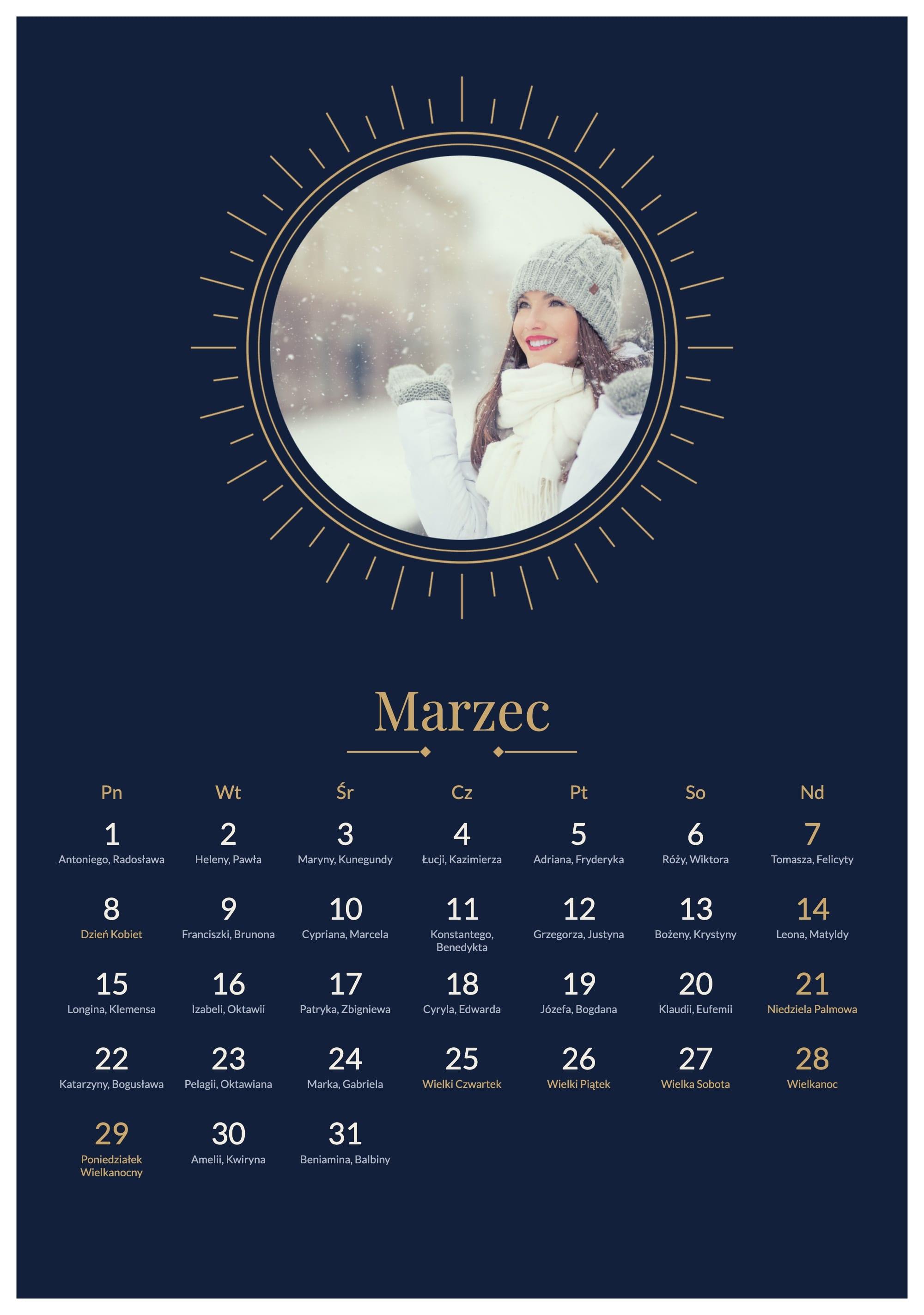 Photo calendar Navy and Gold