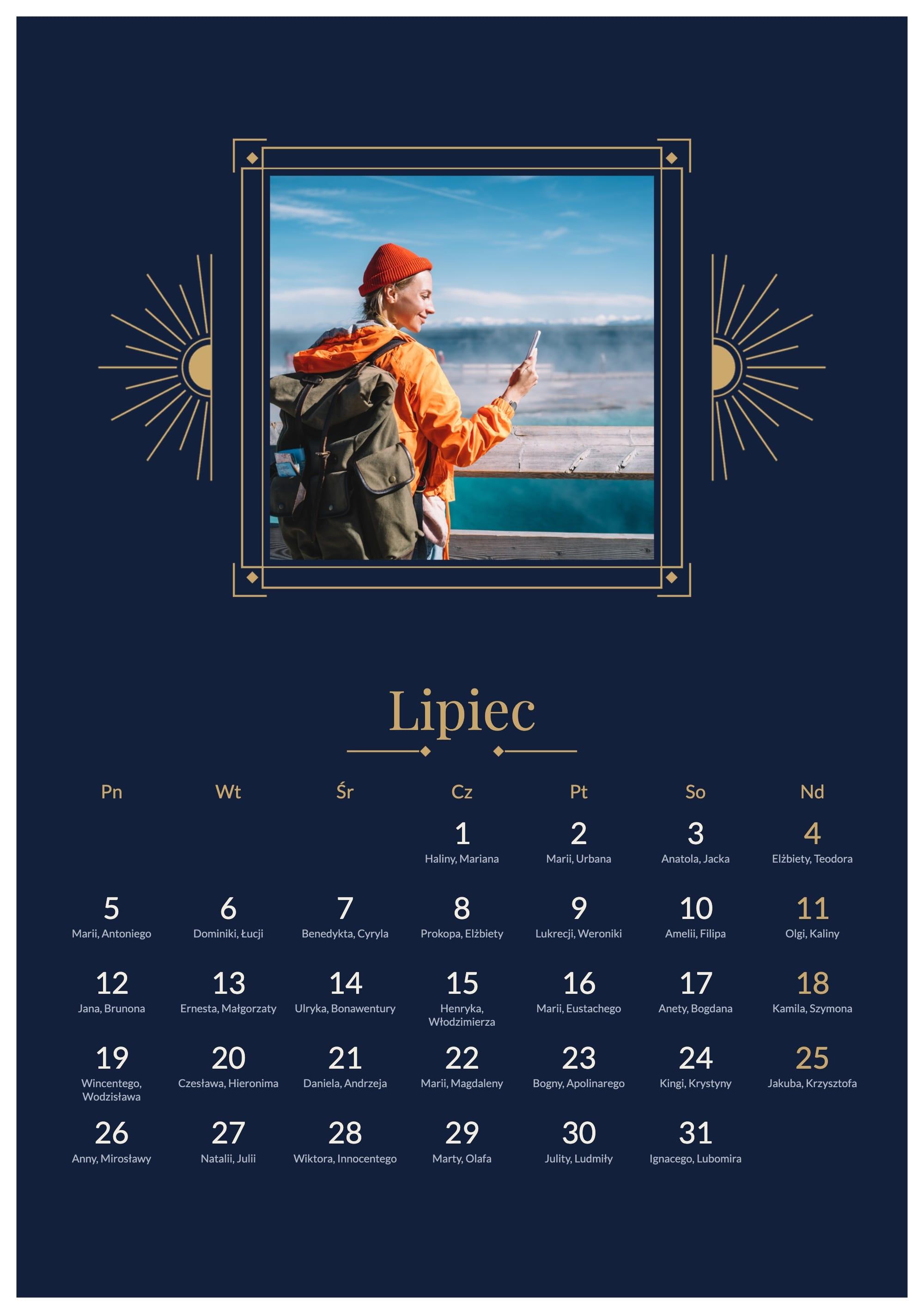 Photo calendar Navy and Gold