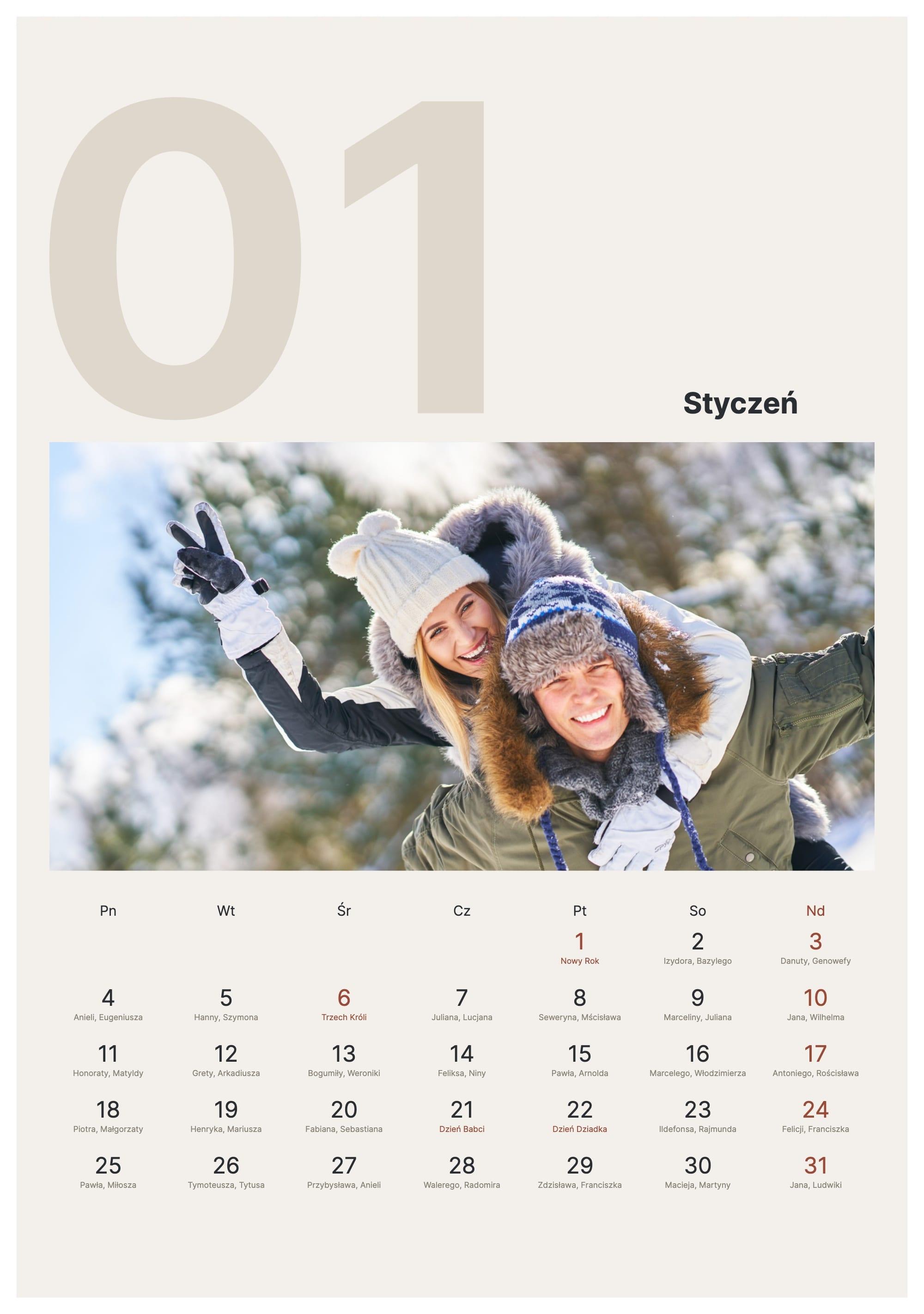 Photo calendar Big Number