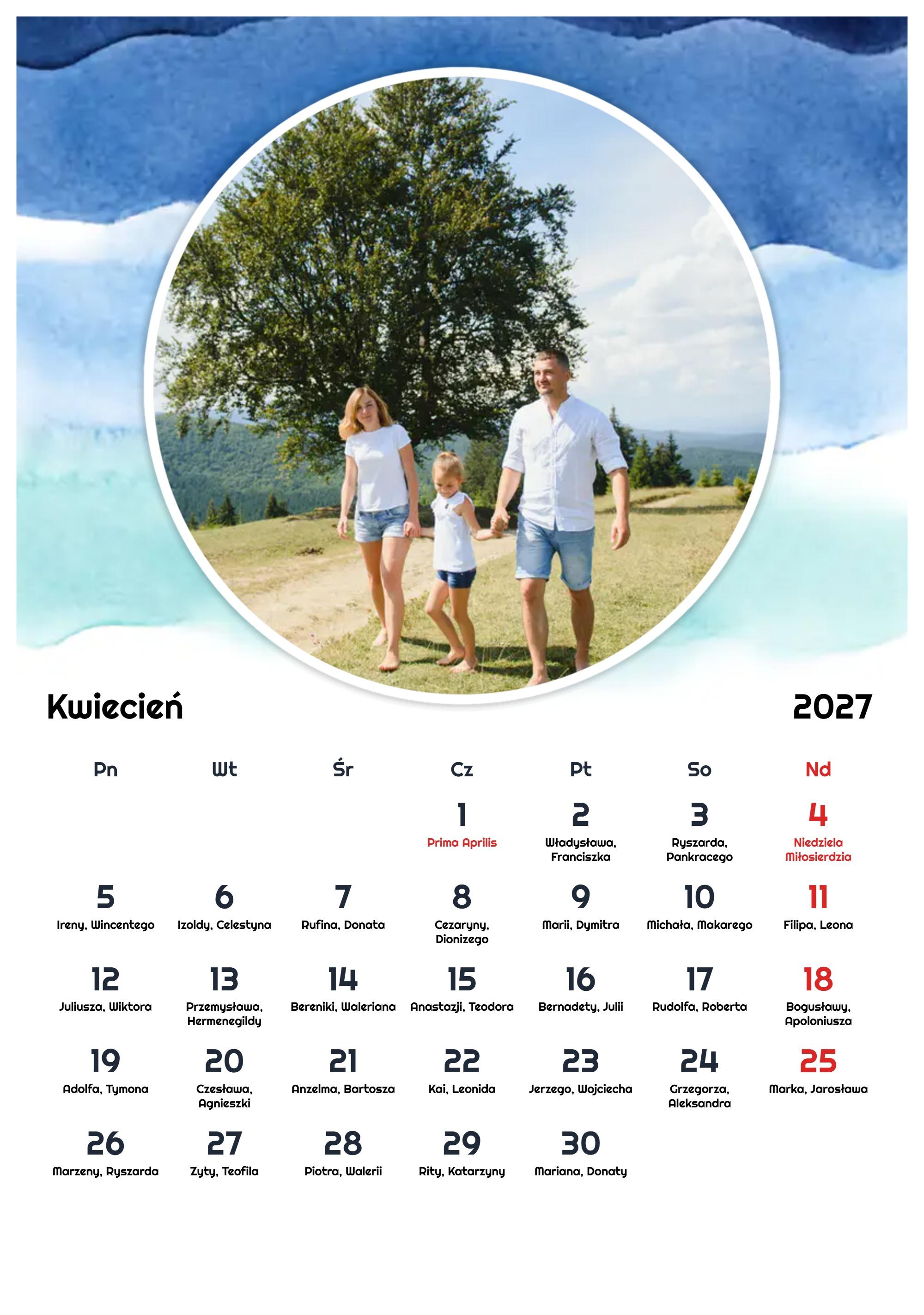 Fotokalendarz Niebieskie akwarele