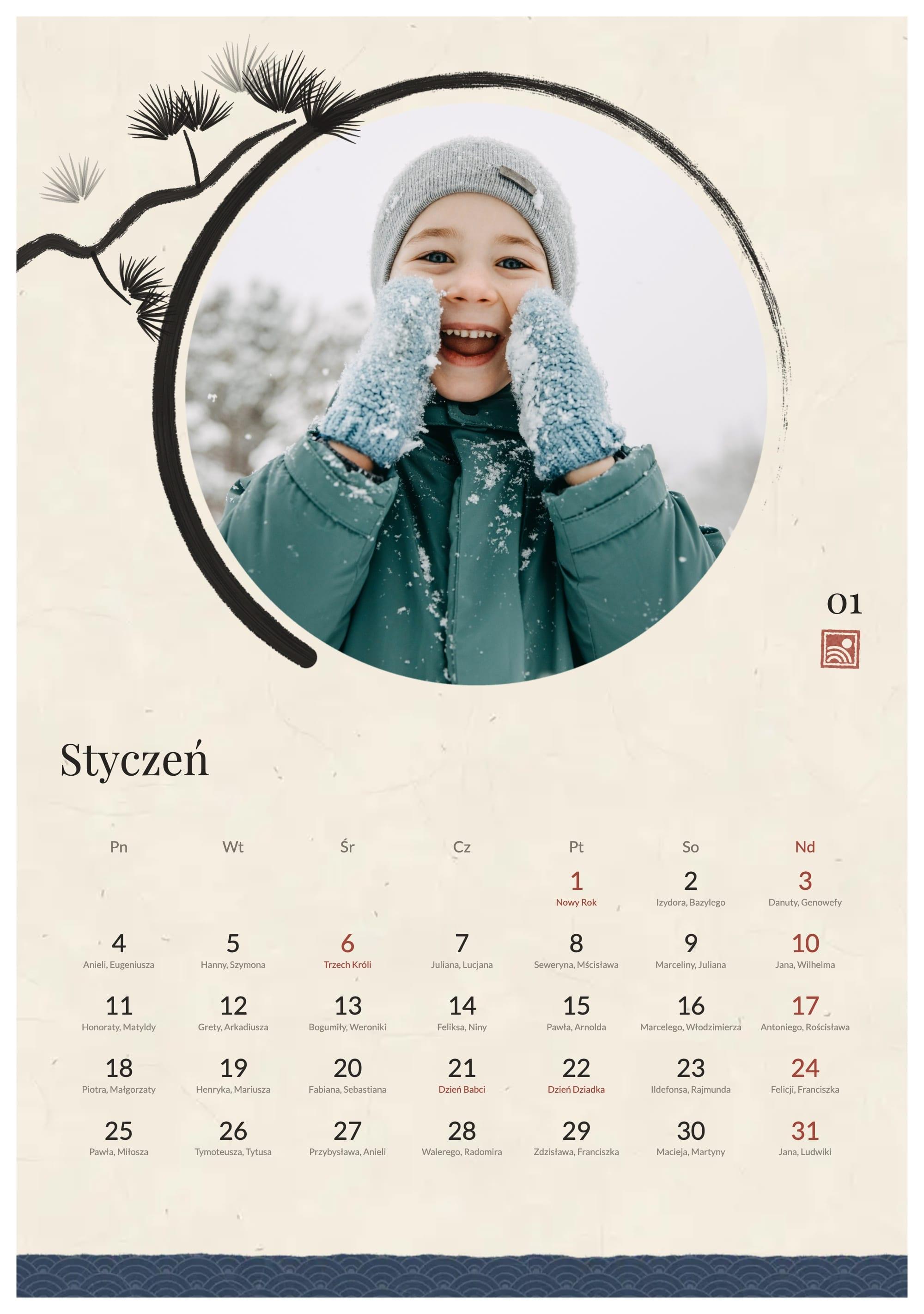 Photo calendar Washi
