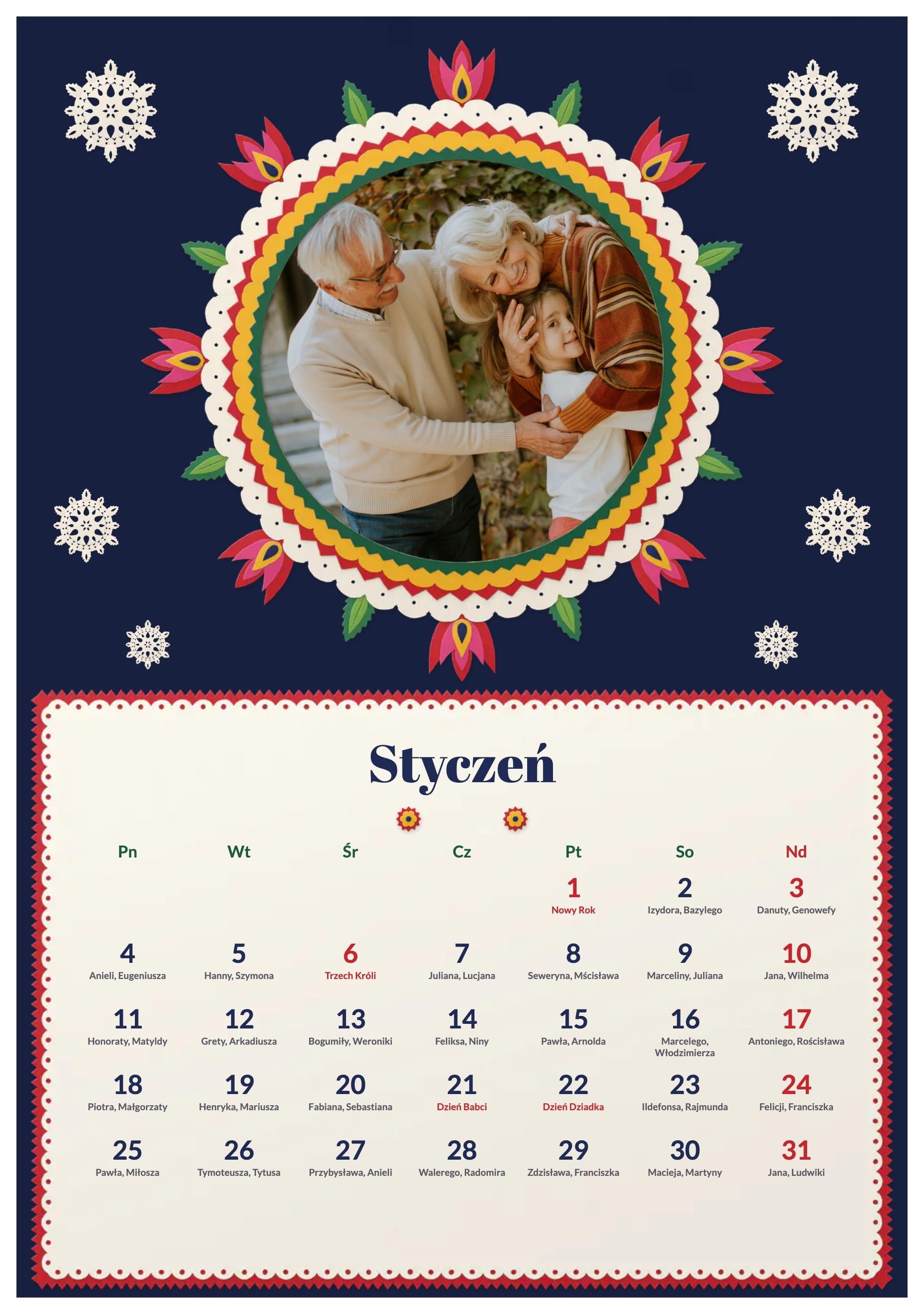 Photo calendar Folk Paper Cut